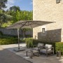 Parasol excentré 3x3 SKAAL aluminium et toile Sunbrella gris clair  PES3030