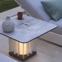 Table basse carrée lumineuse Teckalu alu blanc, HPL béton ciré, duratek TA04701